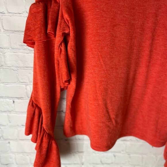 THML Red Ruffle Sleeve Sweater - Picture 12 of 15